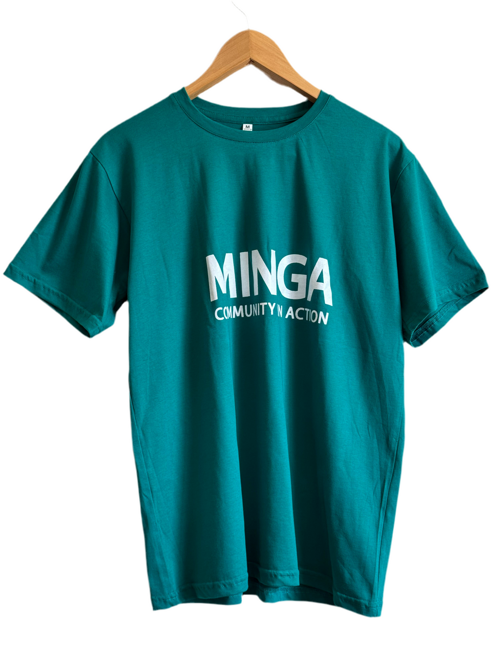 MINGA T-Shirt - Community in Action Green Short Sleeve Round Neck Tee for Casual Wear
